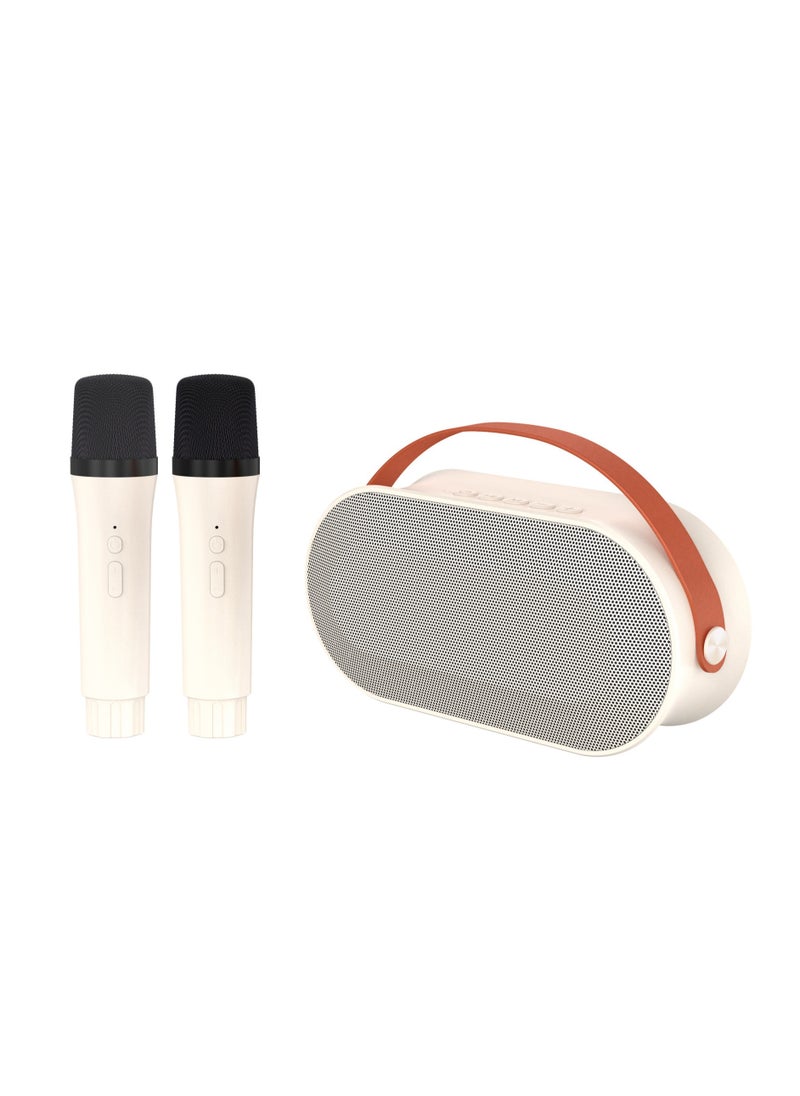Flash Hawk Mini Portable Karaoke Speaker Kits,Wireless Karaoke Speaker with 2 Pack Wireless Microphone for Home Outdoor Party White  - Image 2