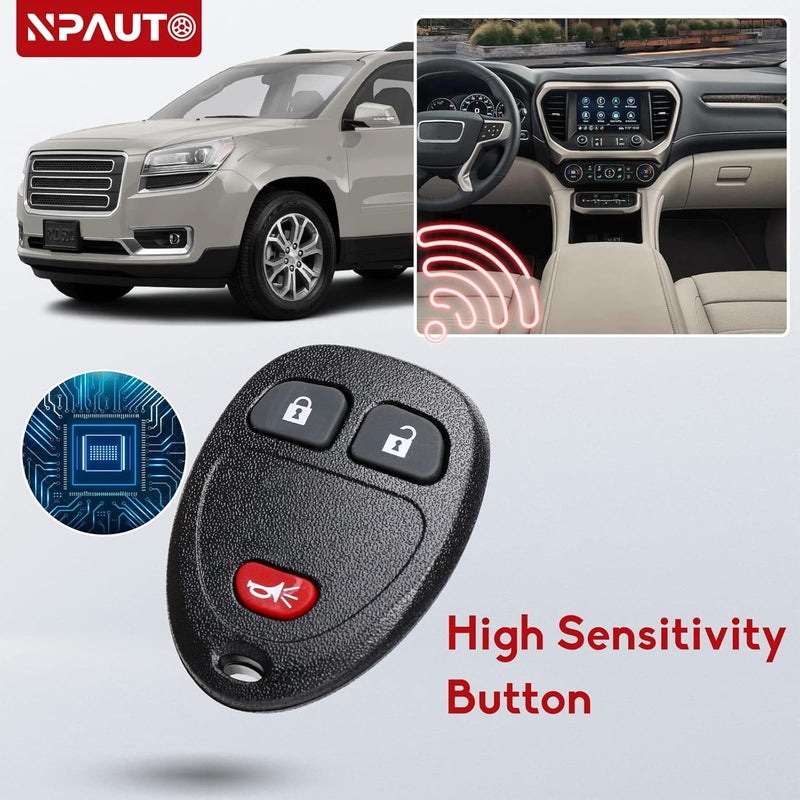 NPAUTO 2Pcs Key Fob with Ignition Key Replacement for Chevy Silverado 1500 2500 Equinox Traverse Tahoe Avalanche Suburban GMC Sierra Acadia Yukon Saturn 2007-2013 Keyless Entry Remote Control,15913420 - Image 5