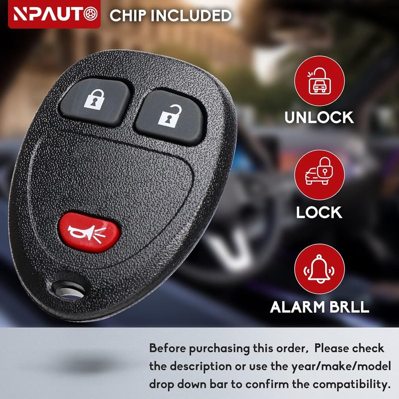NPAUTO 2Pcs Key Fob with Ignition Key Replacement for Chevy Silverado 1500 2500 Equinox Traverse Tahoe Avalanche Suburban GMC Sierra Acadia Yukon Saturn 2007-2013 Keyless Entry Remote Control,15913420 - Image 2