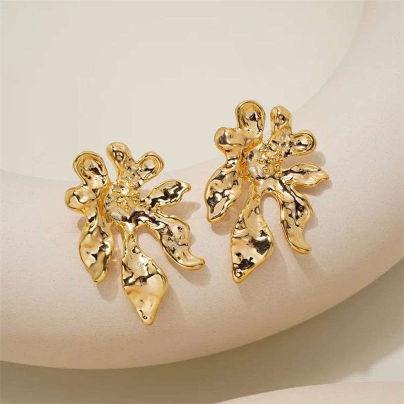 FLUFFY Gold-Plated Flower Earrings - Image 2