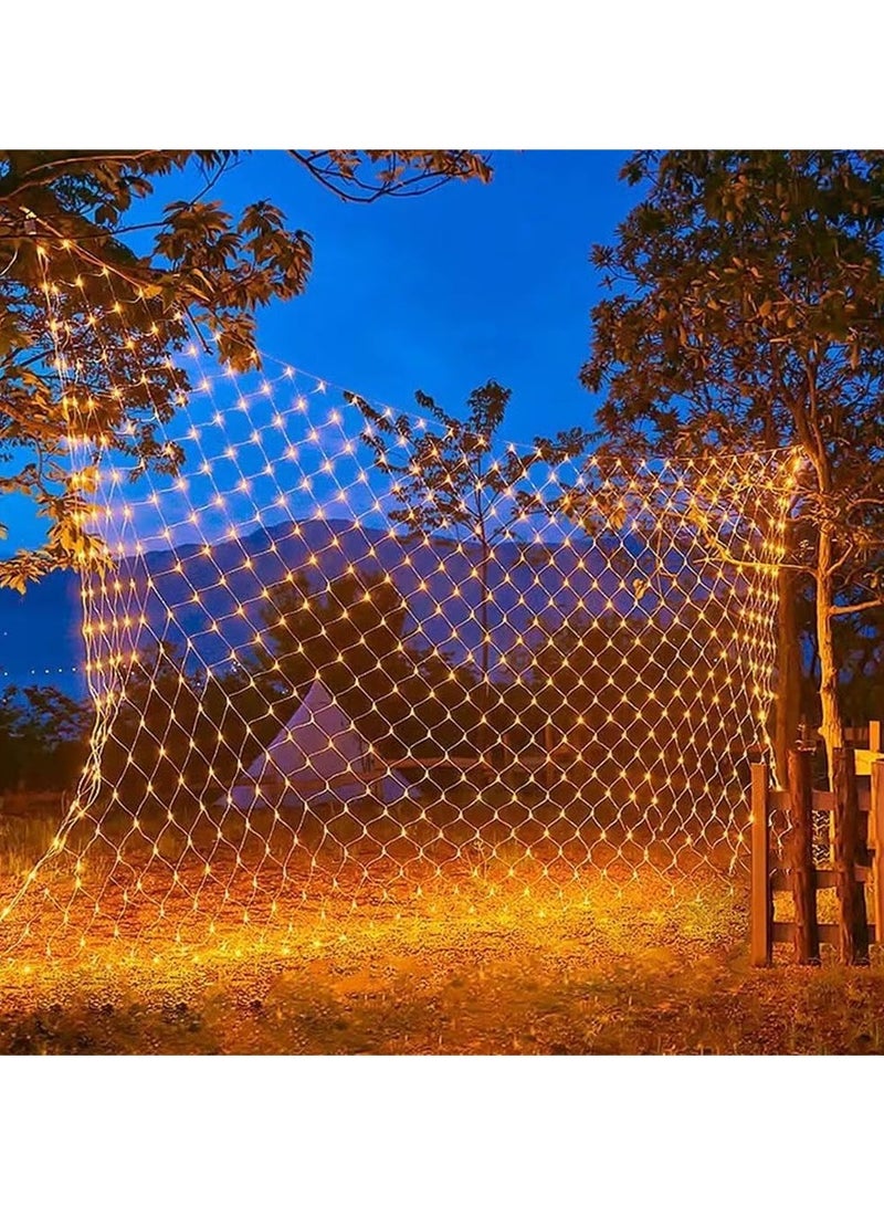 شبكة إضاءة LED رمضانية مكونة من 320 مصباح، مقاومة للماء بحجم 1.5×1.5 متر، مثالية لتزيين المنزل والحديقة. مناسبة لزينة رمضان، الكريسماس، وحفلات الزفاف، تضيف أجواء ساحرة للمناسبات - Image 2