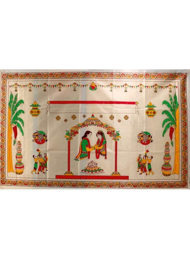 Bhavyam antarpat wedding cloth held in front of groom Bride,cotton antarpat for wedding upanayan munj marriage ceremony function(Mandap Design/1pcs) - Image 4