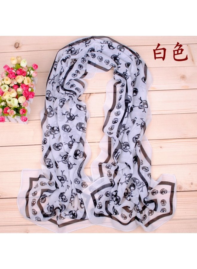 Classic Pirate Skull Long Chiffon Silk Scarf Halloween Scarf Gauze Scarf