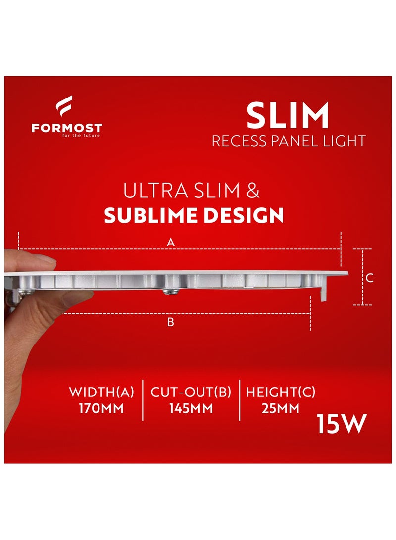 FORMOST FORMOST LED Slim Panel Light Round 15W | Ultra Slim and Sleek Design | Long Lifespan | Over Heat Protection | Pack of 1  - Image 3