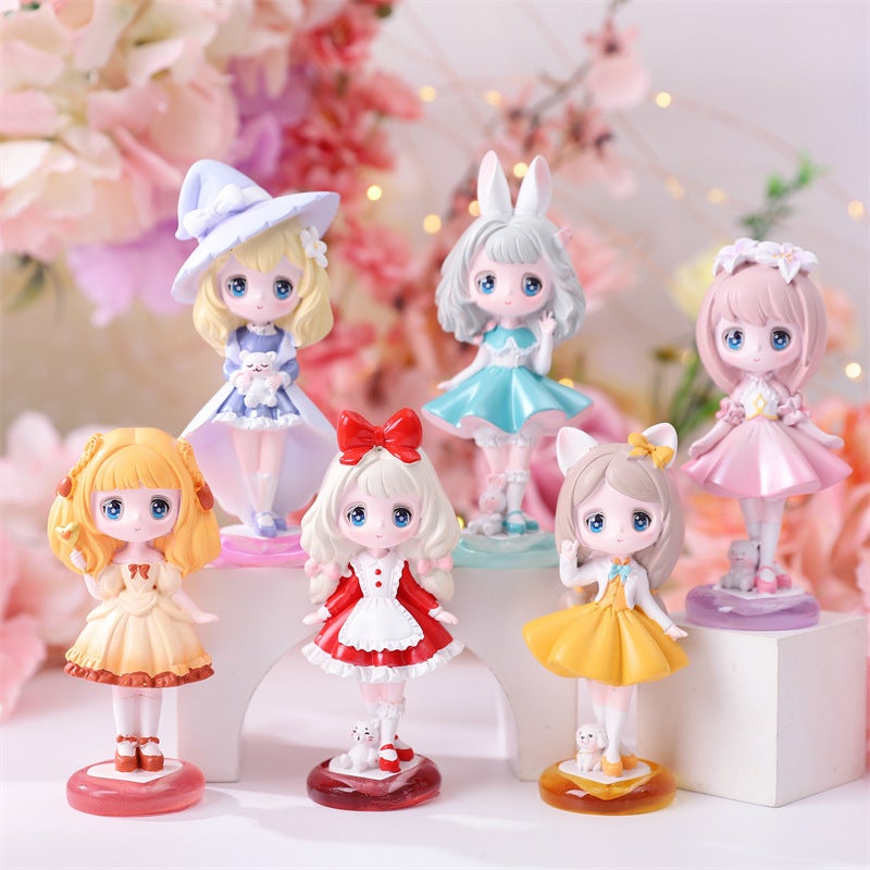Resin Piggy Ocean Toy Blind Box Collectible M066 dress Party Set 6 