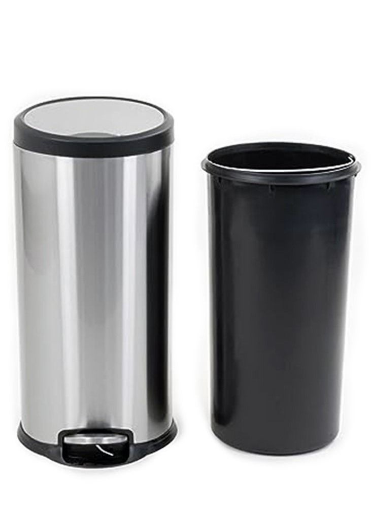 AKC AKC Stainless Steel Trash Bins, Recycle Bins, Round Step Waste Bin with Soft Close Lid, Durable Cantilever Foot Pedal Mechanism Steel Step Trash Can Wastebasket, Garbage Container Bin (27 Liters)  - Image 3