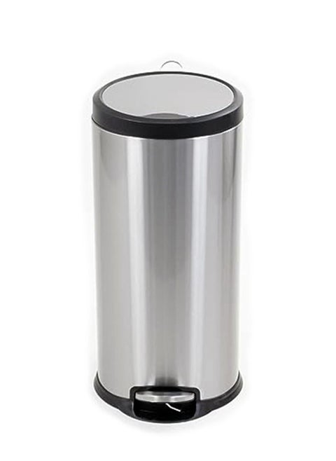 AKC Stainless Steel Trash Bins, Recycle Bins, Round Step Waste Bin with Soft Close Lid, Durable Cantilever Foot Pedal Mechanism Steel Step Trash Can Wastebasket, Garbage Container Bin (27 Liters)