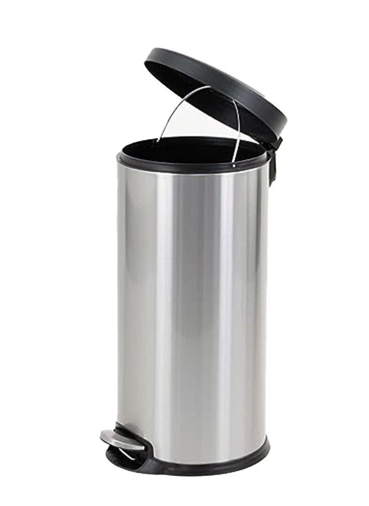 AKC AKC Stainless Steel Trash Bins, Recycle Bins, Round Step Waste Bin with Soft Close Lid, Durable Cantilever Foot Pedal Mechanism Steel Step Trash Can Wastebasket, Garbage Container Bin (27 Liters)  - Image 2