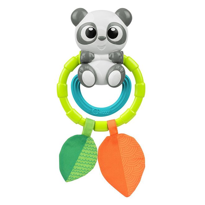 Chicco Panda Rattle for Babies 0-18 Months, Multicolor, Teething-Friendly Plastic, Soft Sounds, Easy-Grip - Image 1