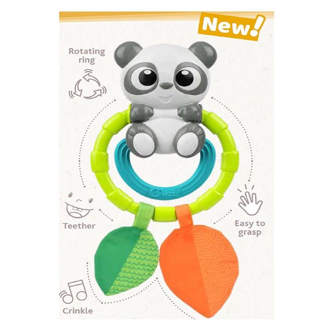 Chicco Panda Rattle for Babies 0-18 Months, Multicolor, Teething-Friendly Plastic, Soft Sounds, Easy-Grip - Image 5