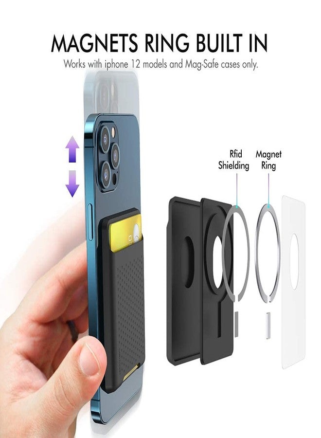 AHASTYLE MagSafe Wallet for iPhone 15/14/13/12/Pro Max/Pro/Plus/Mini RFID Magnetic Card Holder Silicone Sleeve Compatible with iPhone 12 13 14 15 Pro Max/Pro/Plus/Mini (Black) - Image 3