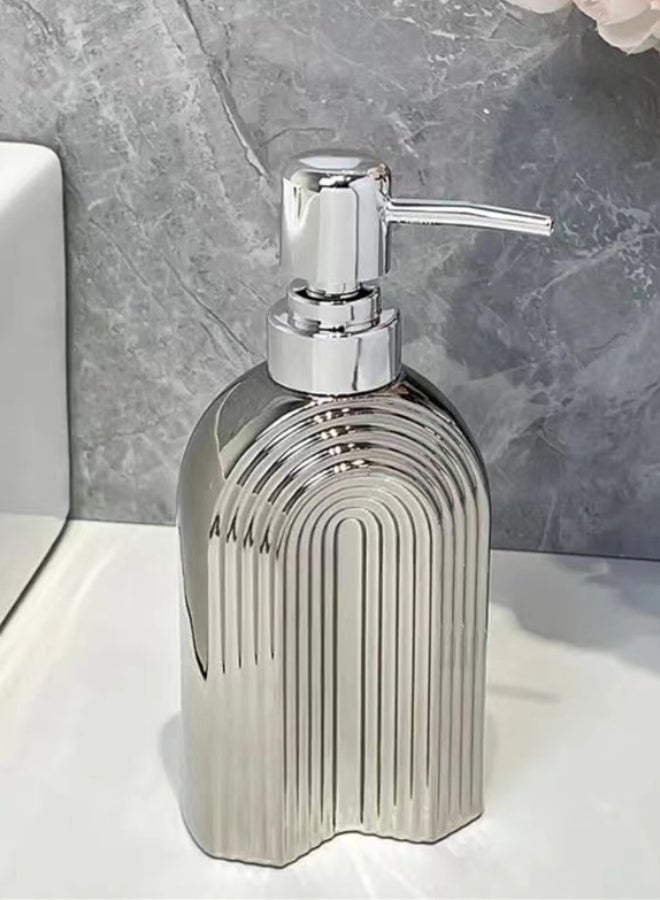 Kutis 1-Piece Soap Dispenser Lotion Dispenser Press Type Liquid Dispenser For Bathroom Countertop Kitchen Laundry Room Silver 8x18.5 cm - Image 4