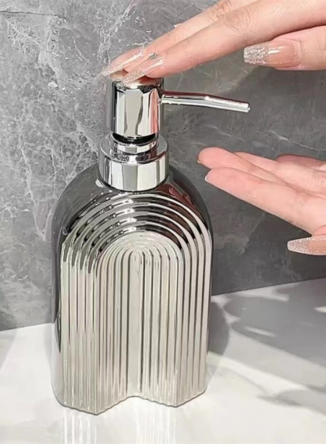 Kutis 1-Piece Soap Dispenser Lotion Dispenser Press Type Liquid Dispenser For Bathroom Countertop Kitchen Laundry Room Silver 8x18.5 cm - Image 2