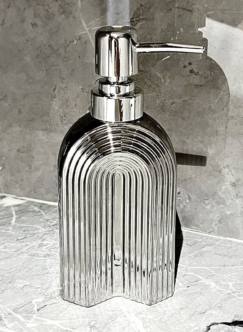 Kutis 1-Piece Soap Dispenser Lotion Dispenser Press Type Liquid Dispenser For Bathroom Countertop Kitchen Laundry Room Silver 8x18.5 cm - Image 3