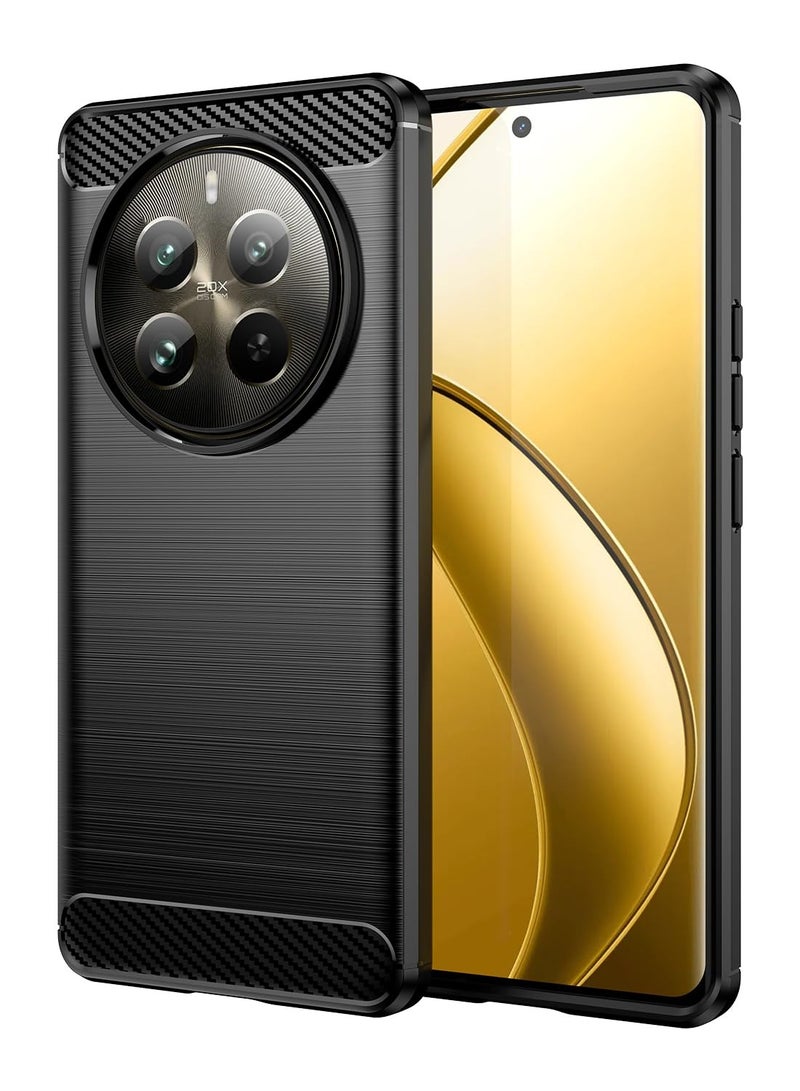 Case Cover for realme 12 Pro 5G / realme 12 Pro+ 5G , Carbon Fiber Shockproof Rugged Shield Soft TPU Back Cover Case for realme 12 Pro 5G / realme 12 Pro+ 5G, Black - Image 1