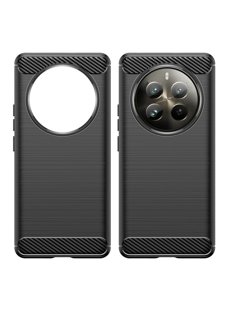 Case Cover for realme 12 Pro 5G / realme 12 Pro+ 5G , Carbon Fiber Shockproof Rugged Shield Soft TPU Back Cover Case for realme 12 Pro 5G / realme 12 Pro+ 5G, Black - Image 2