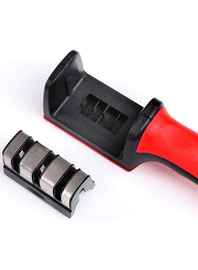 Kitchen Knife Sharpener- Knife Sharpener Professional 3 Stage Sharping System For Steel Knives Black/Red - Image 1