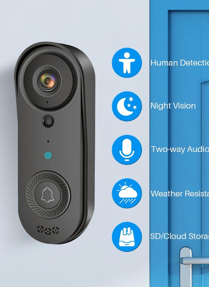 Wireless Video Intercom Video Doorbell with 1080P HD Smart Video WiFi Security Camera Door Bell with PIR Motion Detection Support SD Card & Cloud Storage