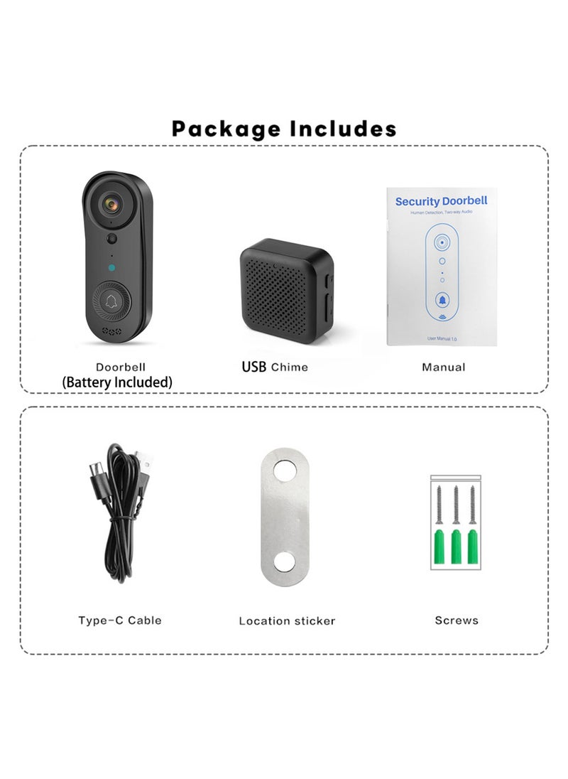 Wireless Video Intercom Video Doorbell with 1080P HD Smart Video WiFi Security Camera Door Bell with PIR Motion Detection Support SD Card & Cloud Storage