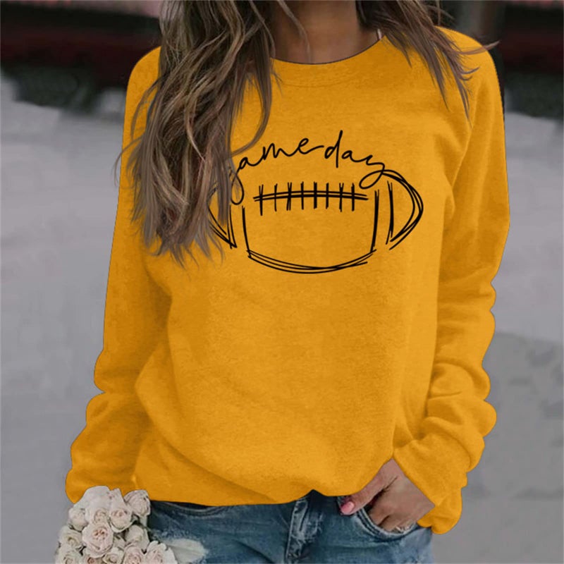 BUNDMAN Women Game Day Sweatshirt Football, Women's Funny Letter Printed 80s Graphic Sweatshirt Long Sleeve Crew Neck Pullover - Image 2