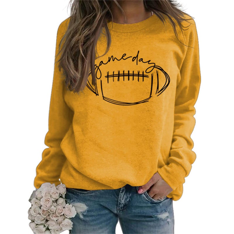 BUNDMAN Women Game Day Sweatshirt Football, Women's Funny Letter Printed 80s Graphic Sweatshirt Long Sleeve Crew Neck Pullover - Image 1
