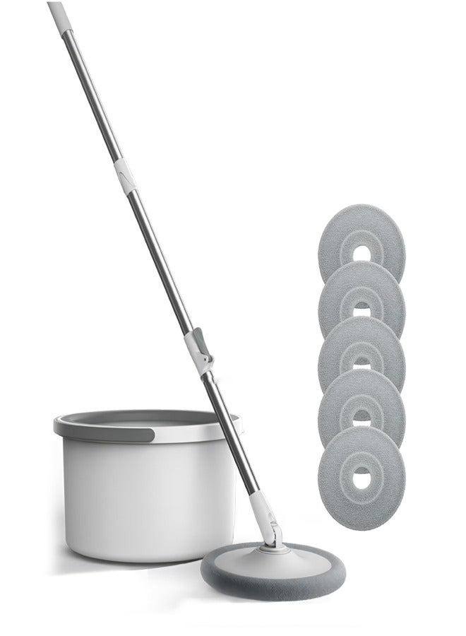 Microfiber Spin Mop and Bucket Set with Water Filtration System - Self-Cleaning/Dry/Wet All-In-One Lazy Floor for Home Hardwood, Tile Great Pet Owners (5 Pad) - Image 2