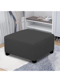 erorex Stretch Ottoman Cover Ottoman Slipcovers With Elastic Bottom Stretch Cushion For Footrest Foot Stool Furniture Washable Black M  - Image 2