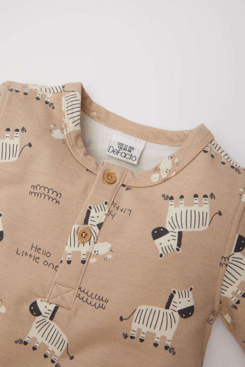 DeFacto Baby Boy Newborn Zebra Patterned Jumpsuit  - Image 4