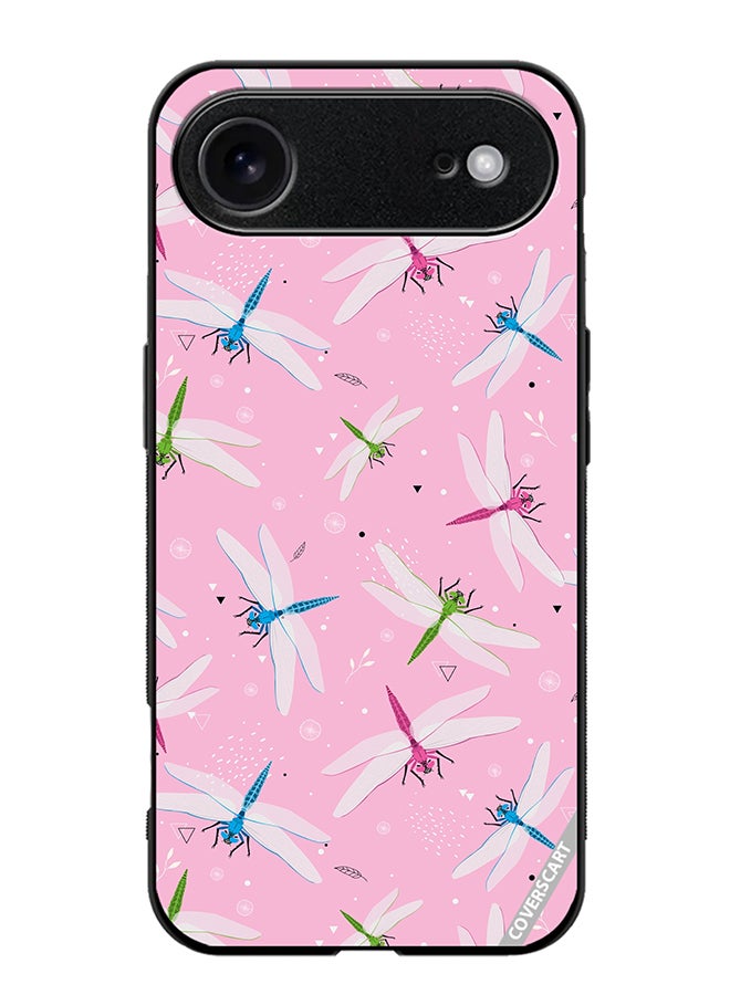 COVERSCART Protective Case Cover For Apple iPhone 17 Air Dragonfly And Flowers Pattern On Pink Design Multicolour