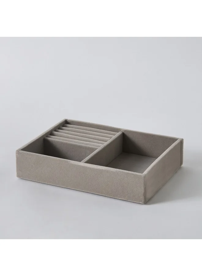 Home Box Velour 3-Compartment Jewellery Tray 21.6 x 4.5 x 16.2 cm