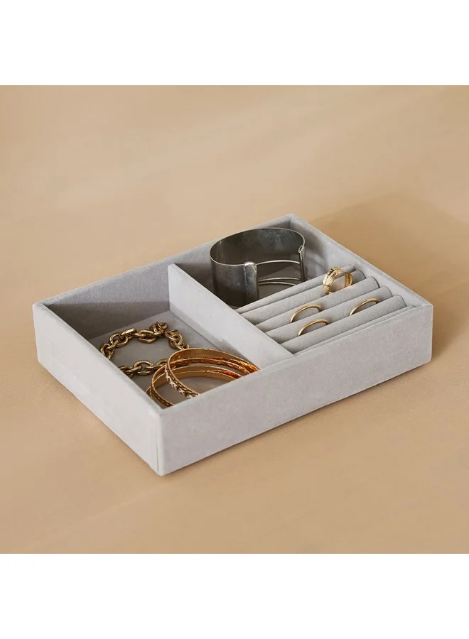Home Box Velour 3-Compartment Jewellery Tray 21.6 x 4.5 x 16.2 cm
