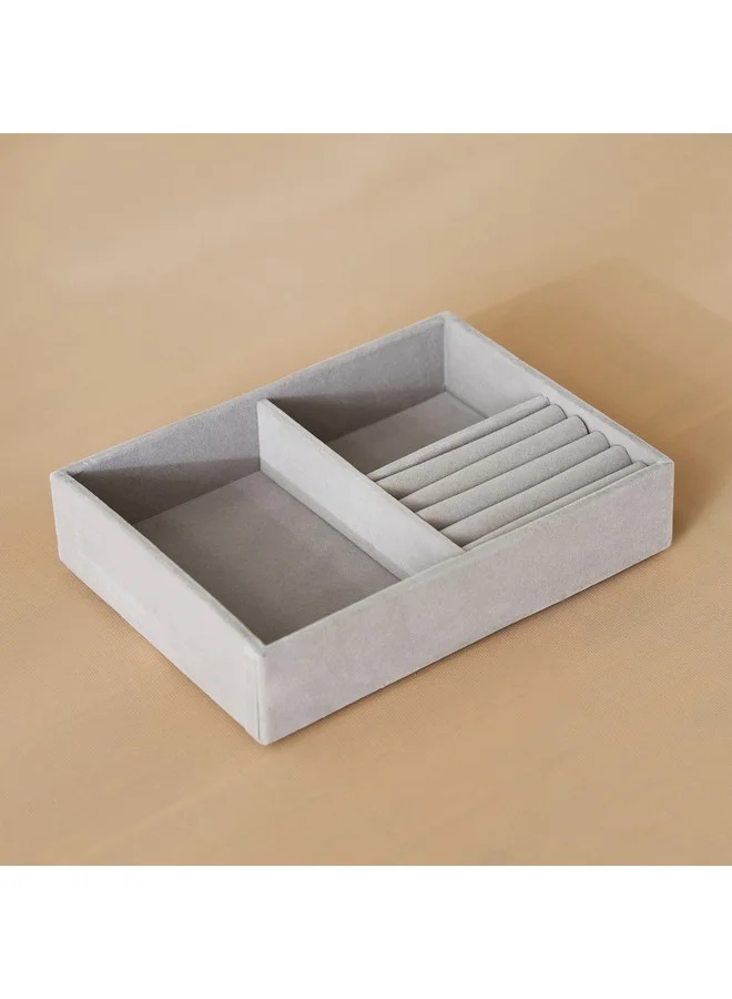 Home Box Velour 3-Compartment Jewellery Tray 21.6 x 4.5 x 16.2 cm