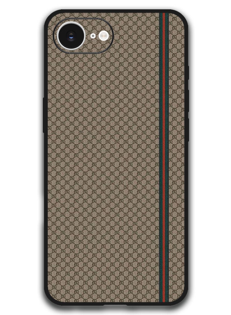 Theodor Case Compatible with Apple iPhone 16e 6.1 Inch Protection Shockproof Bumper Cover - Red Green Strip On Brown Pattern - Image 1