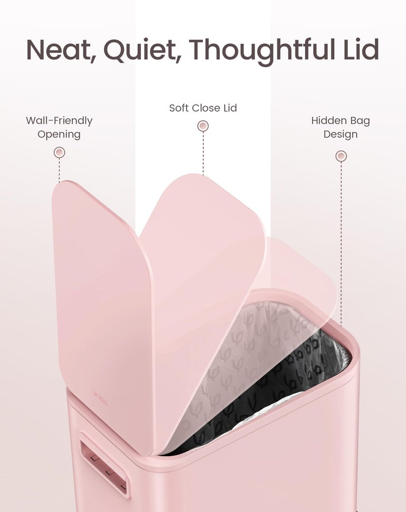 Cesun Small Bathroom Trash Can with Lid Soft Close, Step Pedal, 5 Liter / 1.3 Gallon Stainless Steel Garbage Can with Removable Inner Bucket, Waste Basket for Bathroom, Bedroom (Pink) - Image 4