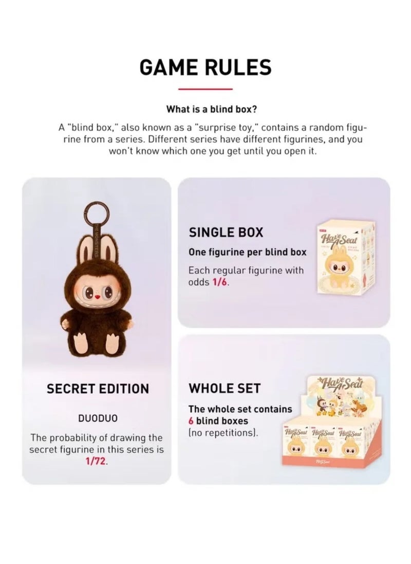 100% Authentic Labubu The Monsters Have a Seat Vinyl Plush Pendant (Whole Set) 6pc Blind Box Original