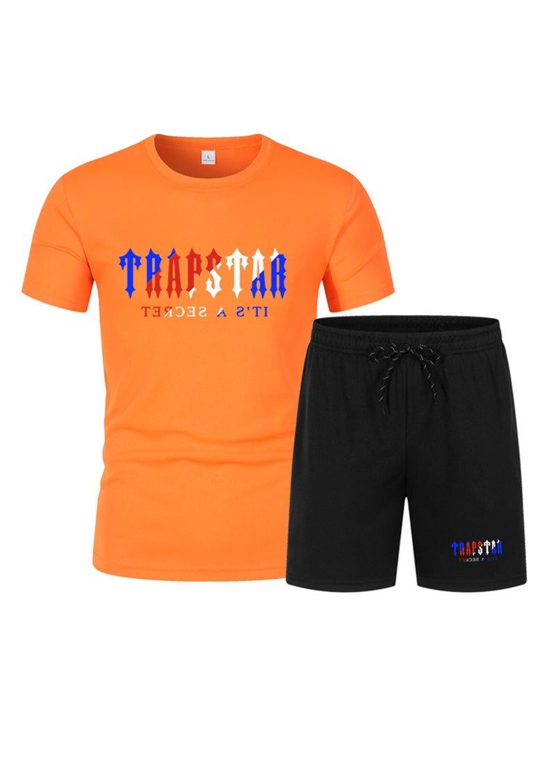 2PCS Summer Men's Short Sleeve T-Shirt Shorts Casual Two-piece Suit T-Shirt - Image 1