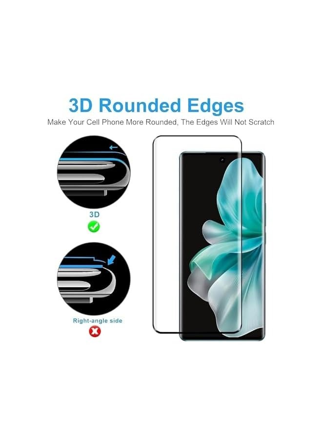 بروماس [2+2 عبوة] متوافق مع واقي الشاشة VIVO V30 5G من الزجاج المقسى + فيلم عدسة الكاميرا [صلابة 9H] [تغطية كاملة] [مضاد لبصمات الأصابع] - Image 3