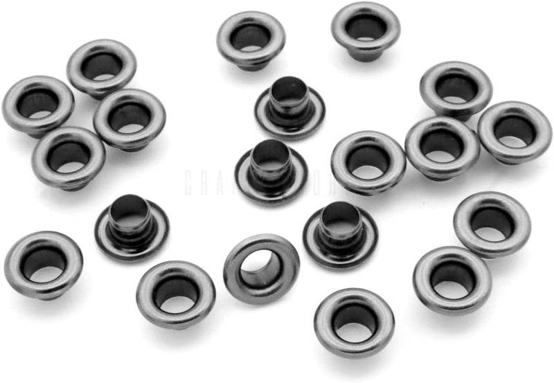 CRAFTMEMORE 4MM Hole 100PCS Grommets Eyelets for Shoes, Bead Cores, Clothes, Leather, Canvas (Gunmetal) - Image 1