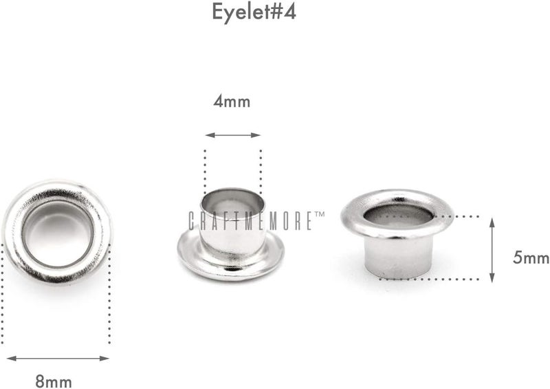 CRAFTMEMORE 4MM Hole 100PCS Grommets Eyelets for Shoes, Bead Cores, Clothes, Leather, Canvas (Gunmetal) - Image 2
