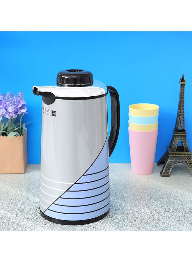 Royalford High Quality Vaccum Flask Glass With Liner 1.3L Long Heat And Cold Retention, Comfortable Handle, Pouring Spot, RF5784 Grey/Black/Purple 1.3Liters - Image 2