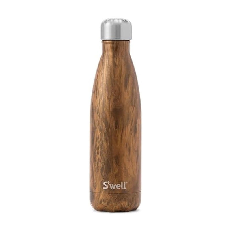 S'well Stainless Steel Water Bottle, 17oz, Teakwood, Triple Layered Vacuum Insulated Containers Keeps Drinks Cold for 36 Hours and Hot for 18, BPA Free, Perfect for On the Go - Image 1
