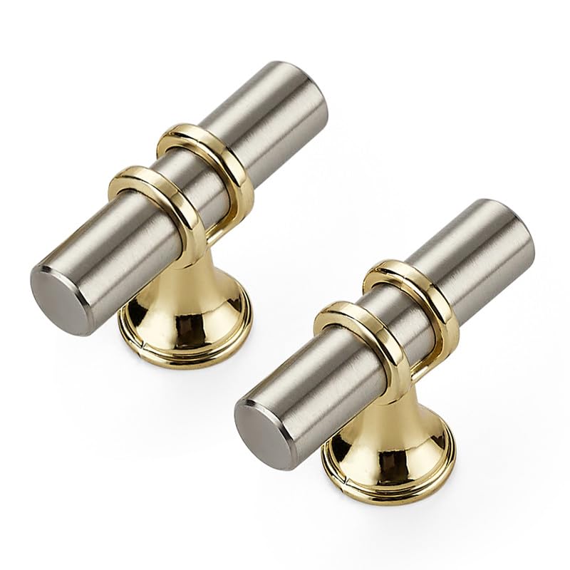 Ravinte Decor 20 Pack Brushed Nickel Cabinet Knobs Gold Kitchen Cabinet Knobs Cabinet Pulls for Kitchen Cabinet Drawer Stainless Steel Dresser Knobs for Cabinet Hardware 2in Length Single Hole - Image 1
