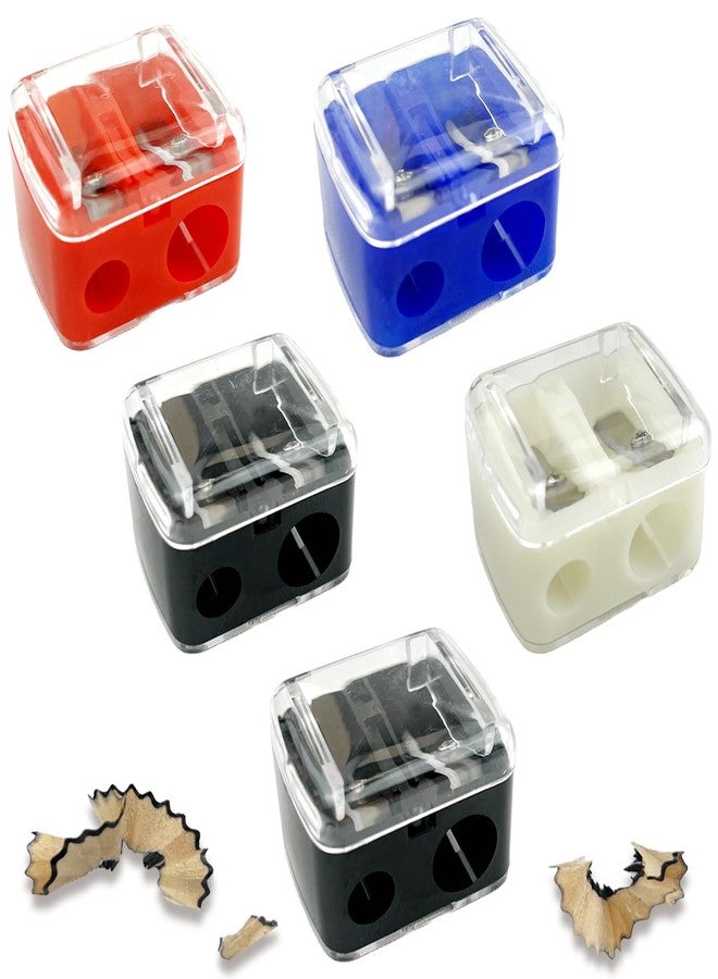 Zoolinn 5 PCS Cosmetic Pencil Sharpeners – Lip, Eyeliner & Brow Pencil Sharpener, Dual Hole Design in Multi Colors, Compact and Portable - Image 1