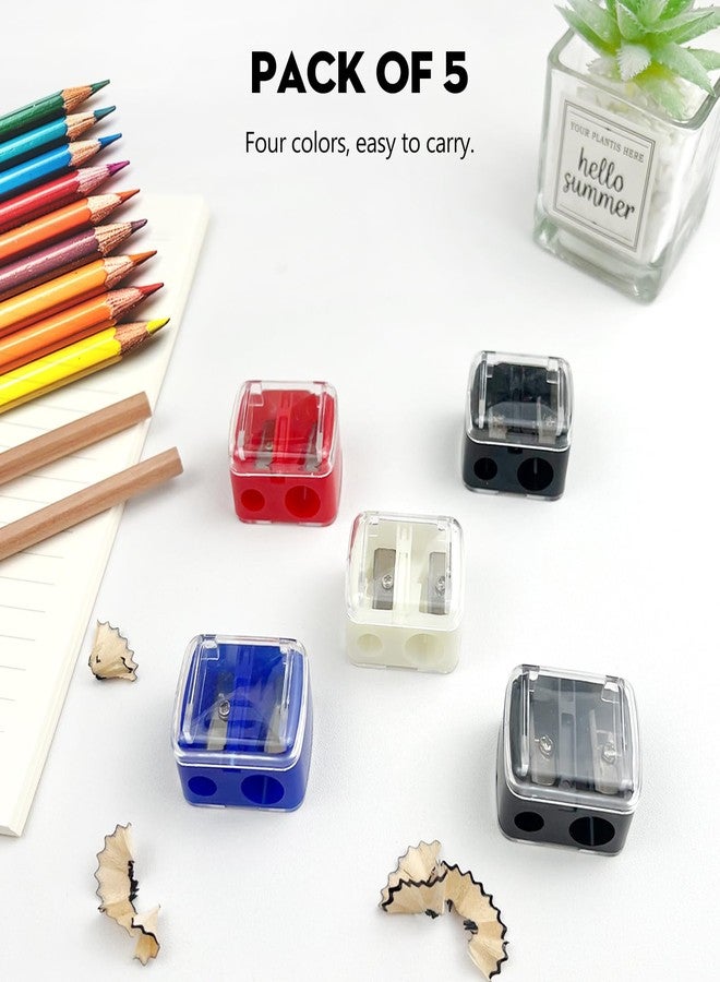 Zoolinn 5 PCS Cosmetic Pencil Sharpeners – Lip, Eyeliner & Brow Pencil Sharpener, Dual Hole Design in Multi Colors, Compact and Portable - Image 4