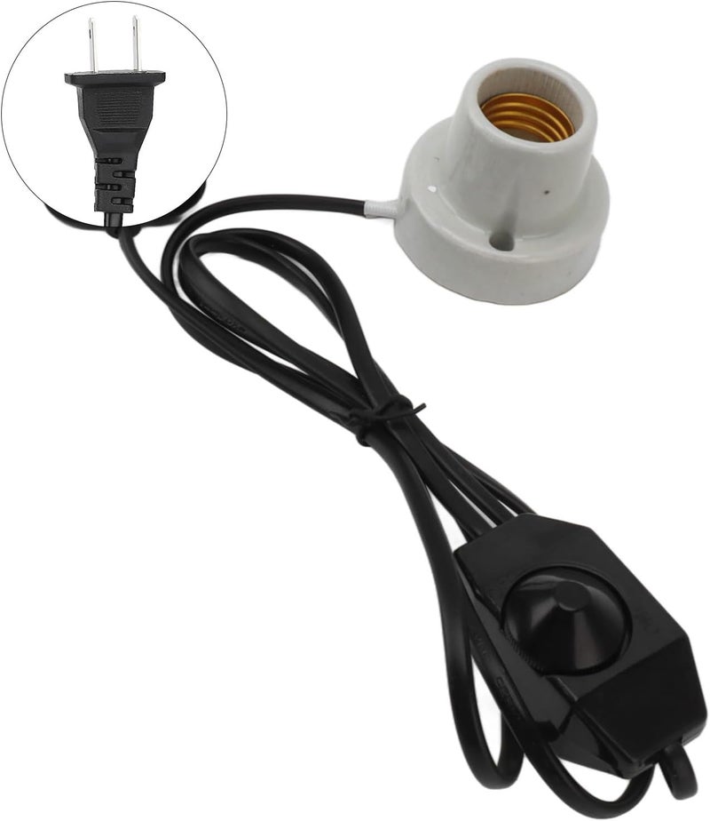 Care processed raw material Reptile Ceramic Heat Lamp Holder, Easy Installation Thermooptic Switch Light Fixture Holder E27 Socket for Tortoise for (US Plug 120V) Stable base - Image 1