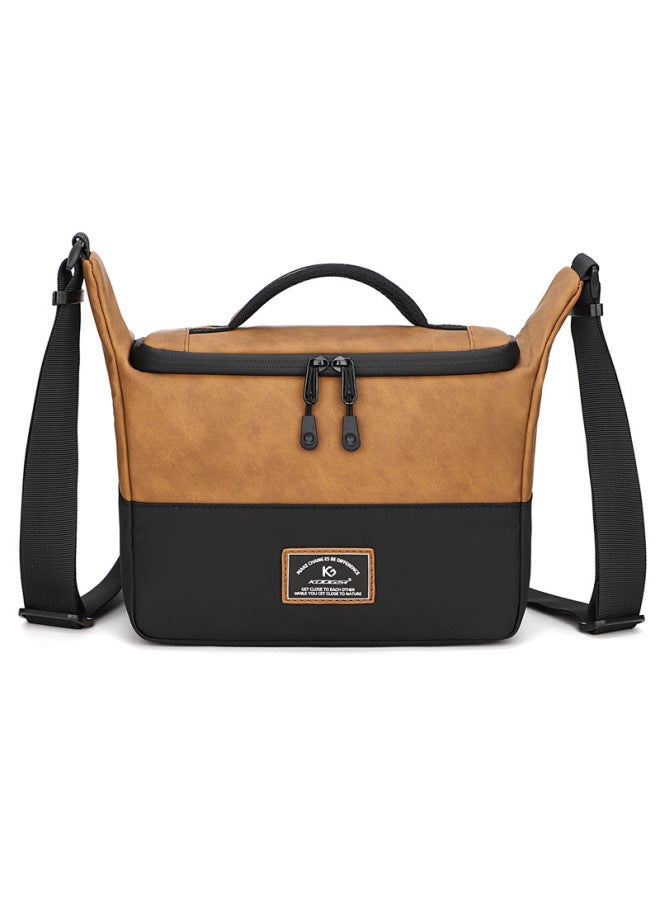 Portable Shoulder Digital Camera Bag Crossbody Large Capacity Storage Bag Mobile Power Headset Storage Bag-Color:10067 Brown  - Image 1