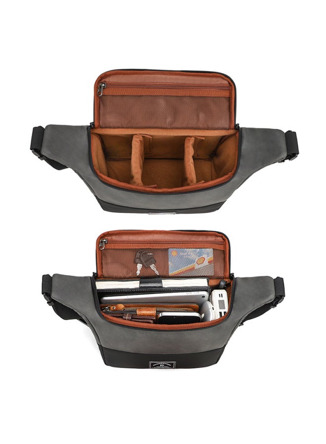 Portable Shoulder Digital Camera Bag Crossbody Large Capacity Storage Bag Mobile Power Headset Storage Bag-Color:10067 Brown  - Image 3