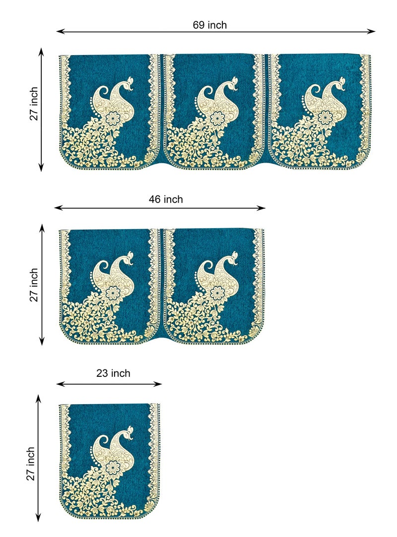 Dazzling DECOR L Shape Velvet Sofa Cover Set for Living Room Printed Sofa Back Slip Covers Panels 3 and 2 and 1 Seater Cover for Long Sofa Couch Slip,Aqua_2923 - Image 3