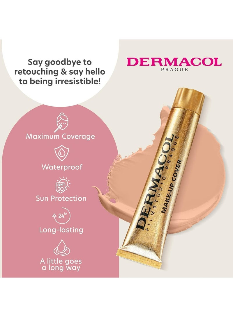 Dermacol Make Up Cover Full Coverage Foundation 30g Shade 212 Long Lasting Waterproof Makeup Cover Cream SPF30 Hypoallergenic & Light Weight Liquid | Tattoo, Acne, Spots, Under eye Skin Cover up - Image 3
