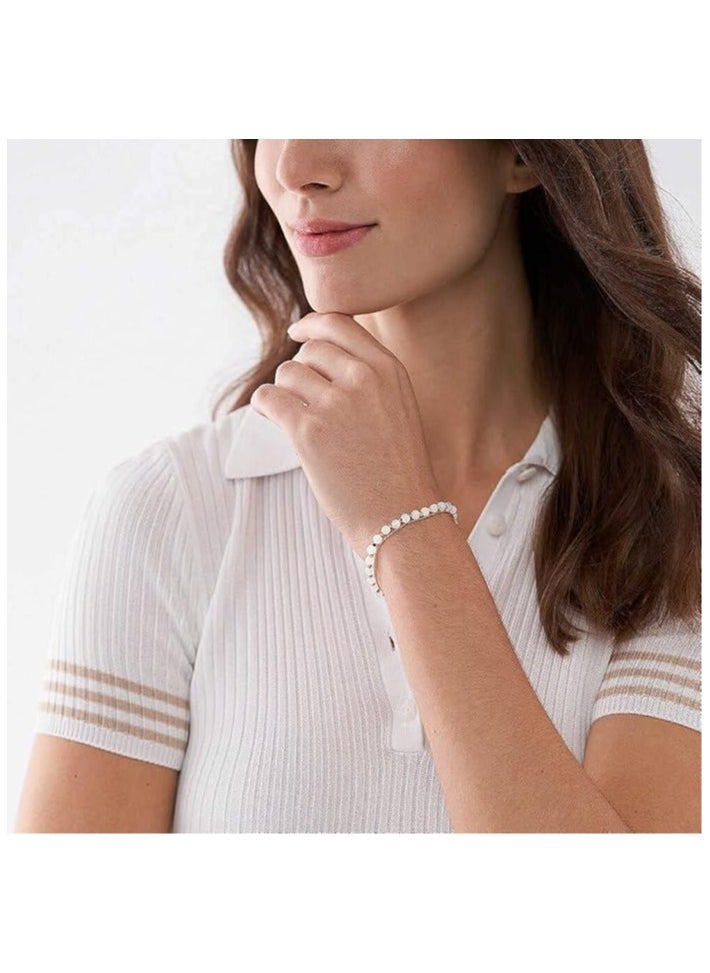 FOSSIL Bracelt for Women All Stacked Up, Rose Quartz Chain Beaded Bracelet, Length: 165mm+35mm, Width: 4mm, JF04444791  - Image 2